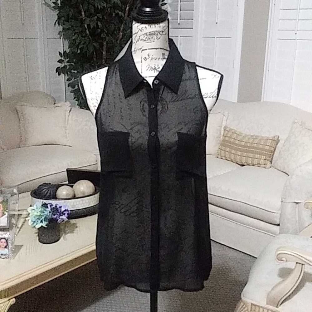 Decree Black Sheer Blouse
